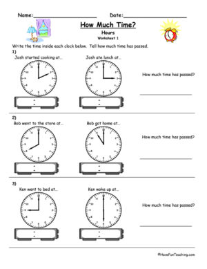How Much Time Passed To The Hour Worksheet
