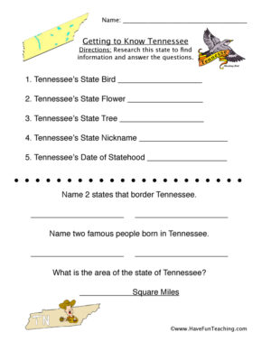 Tennessee Worksheet