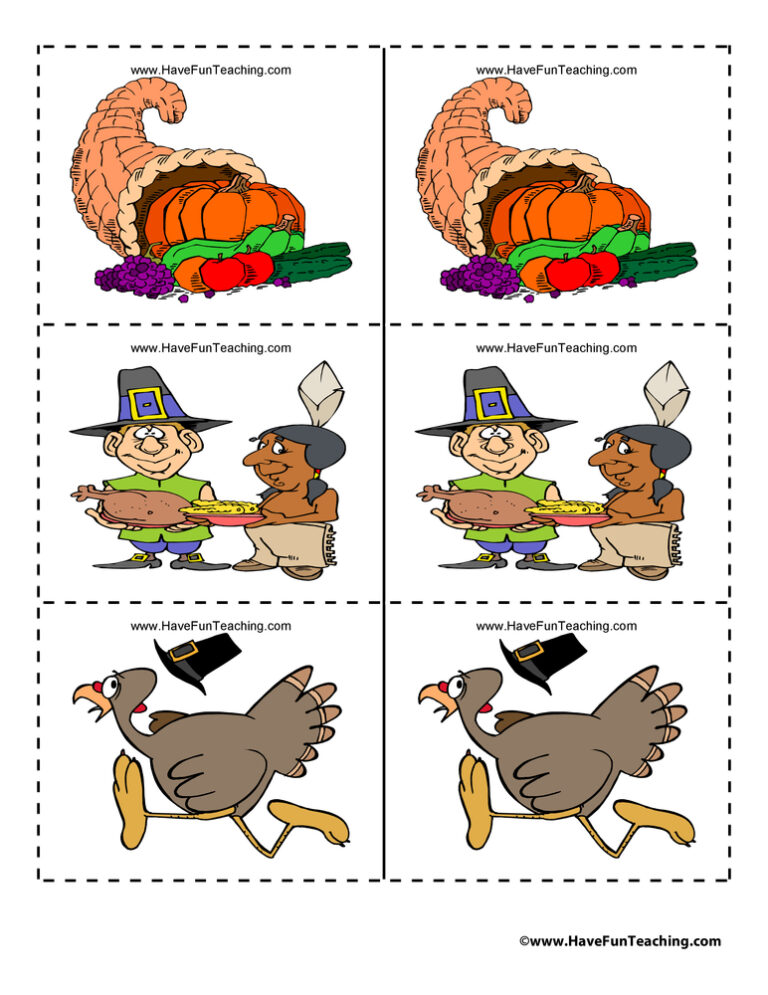 Thanksgiving Matching Game Activity