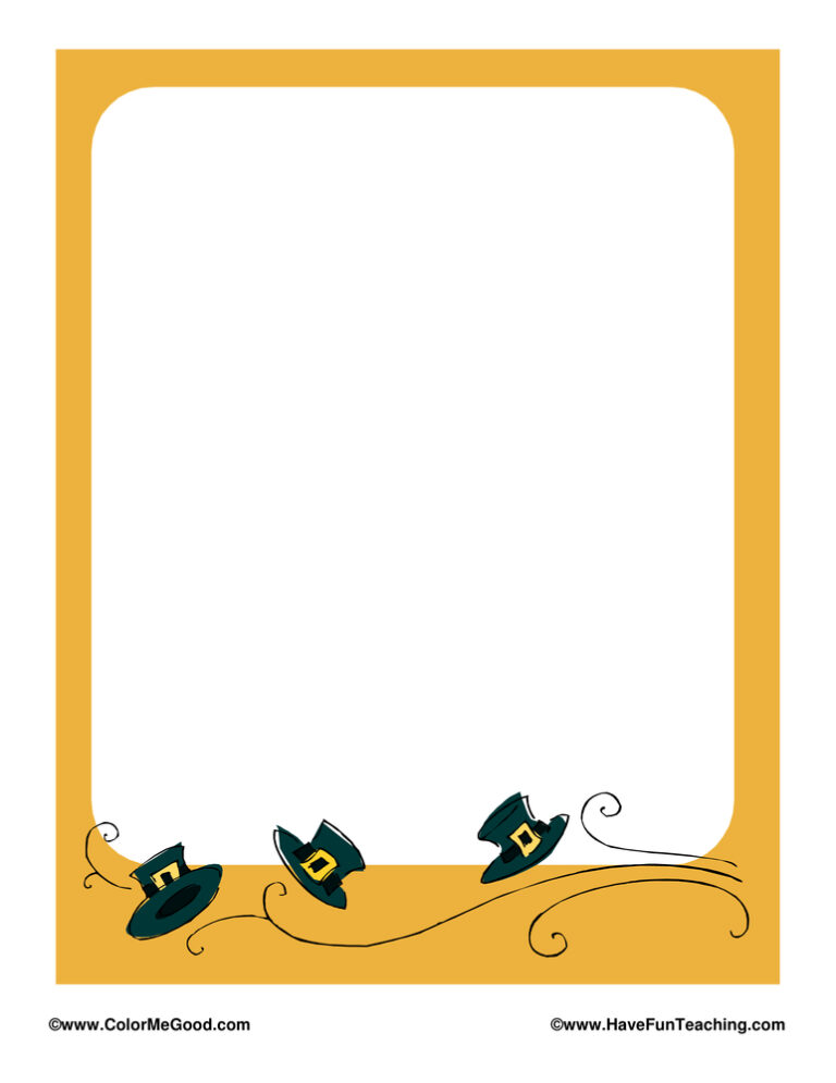 Thanksgiving Pilgrim Hat Border Writing Paper