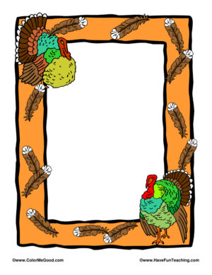 Thanksgiving Turkey Border Writing Paper