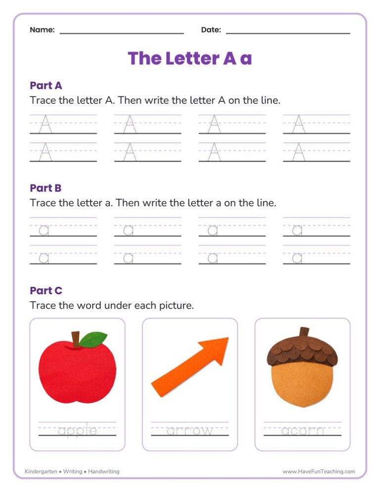 Letter A Tracing Worksheet