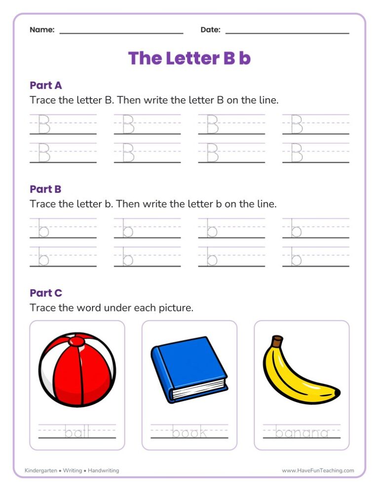 Letter B Tracing Worksheet