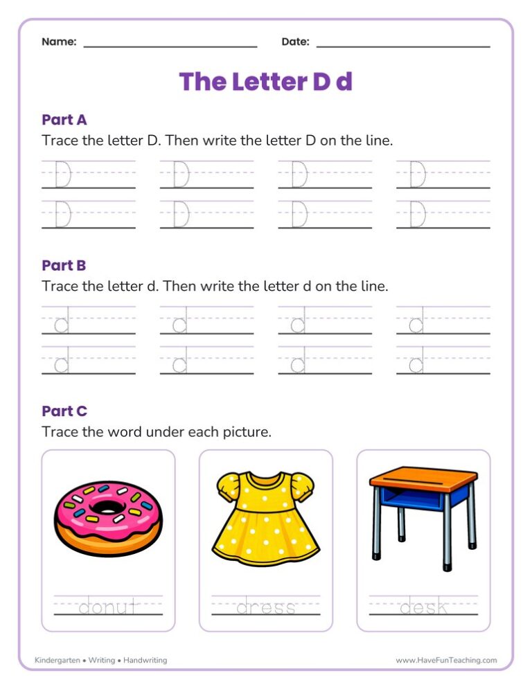 Letter D Tracing Worksheet