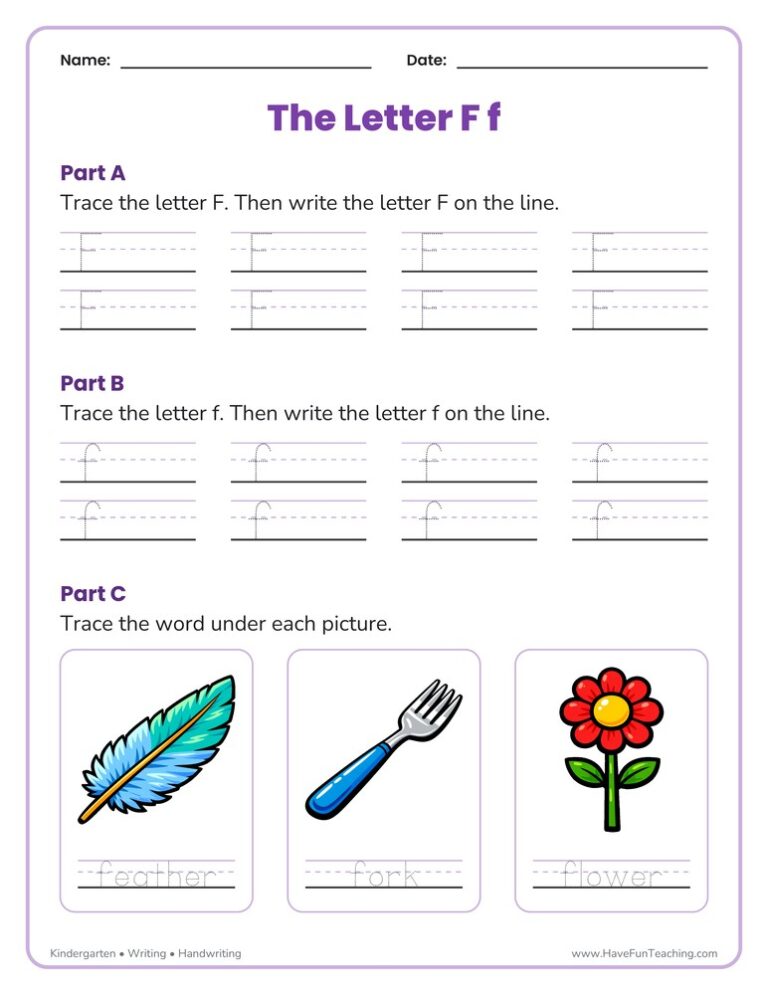 Letter F Tracing Worksheet