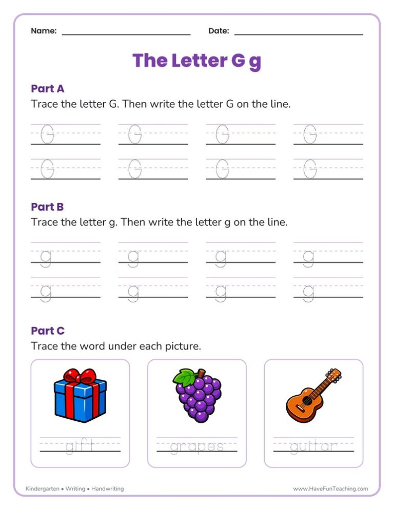 Letter G Tracing Worksheet
