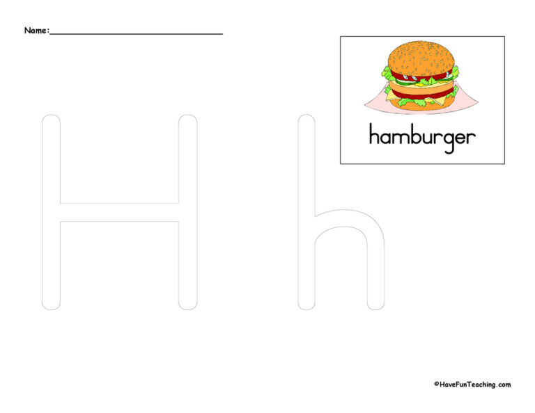 Letter H Tracing Worksheet