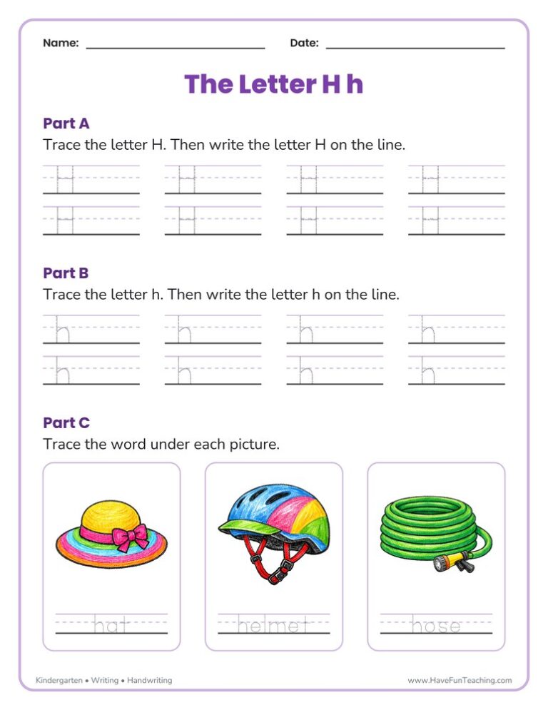 Letter H Tracing Worksheet