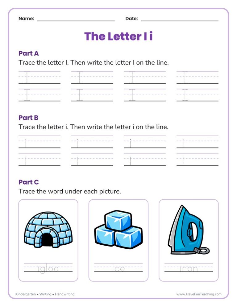 Letter I Tracing Worksheet