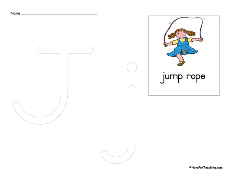 Letter J Tracing Worksheet