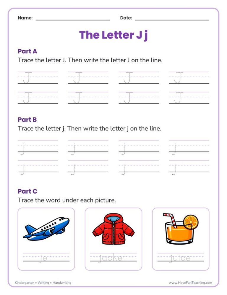 Letter J Tracing Worksheet