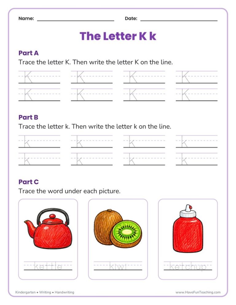Letter K Tracing Worksheet