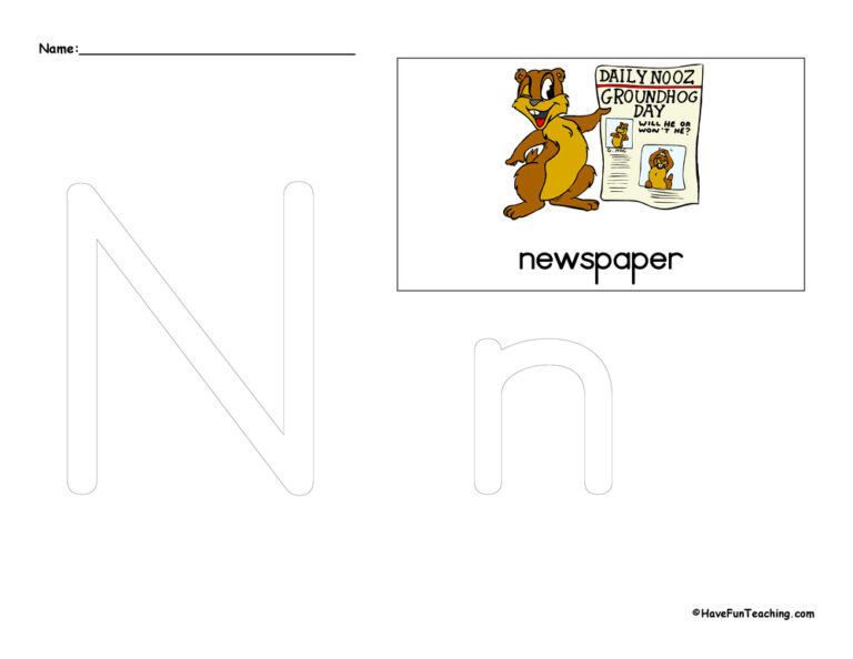 Letter N Tracing Worksheet