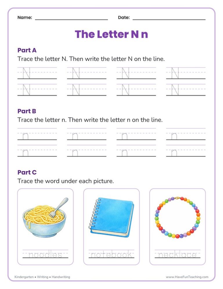 Letter N Tracing Worksheet