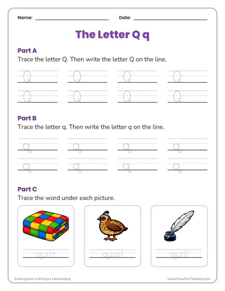 Letter Q Tracing Worksheet