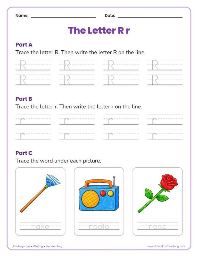 Letter R Tracing Worksheet