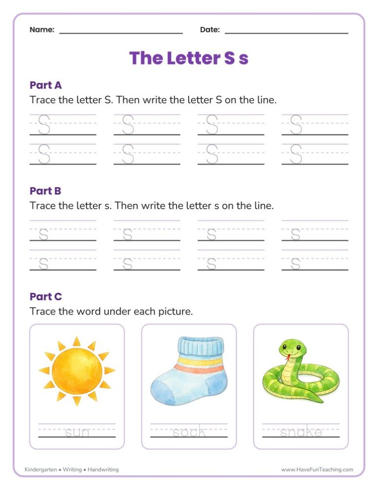 Letter S Tracing Worksheet