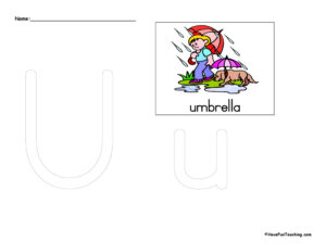 Letter U Tracing Worksheet