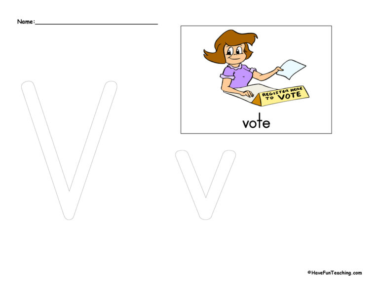 Letter V Tracing Worksheet
