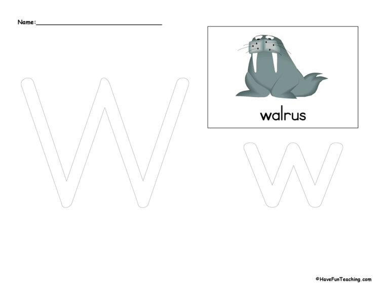 Letter W Tracing Worksheet