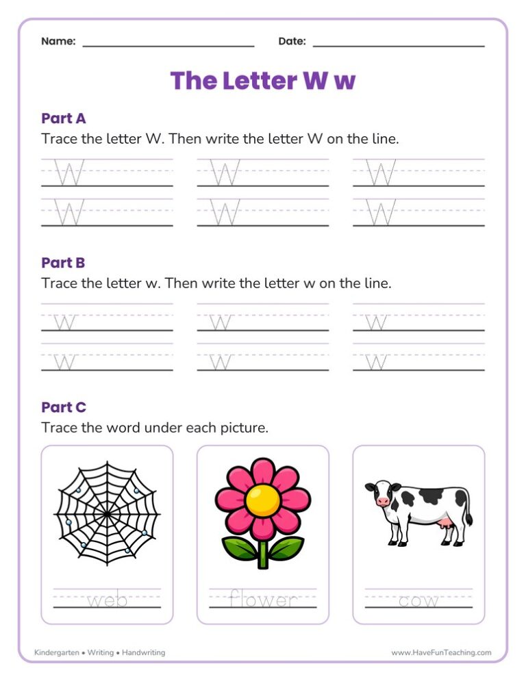 Letter W Tracing Worksheet