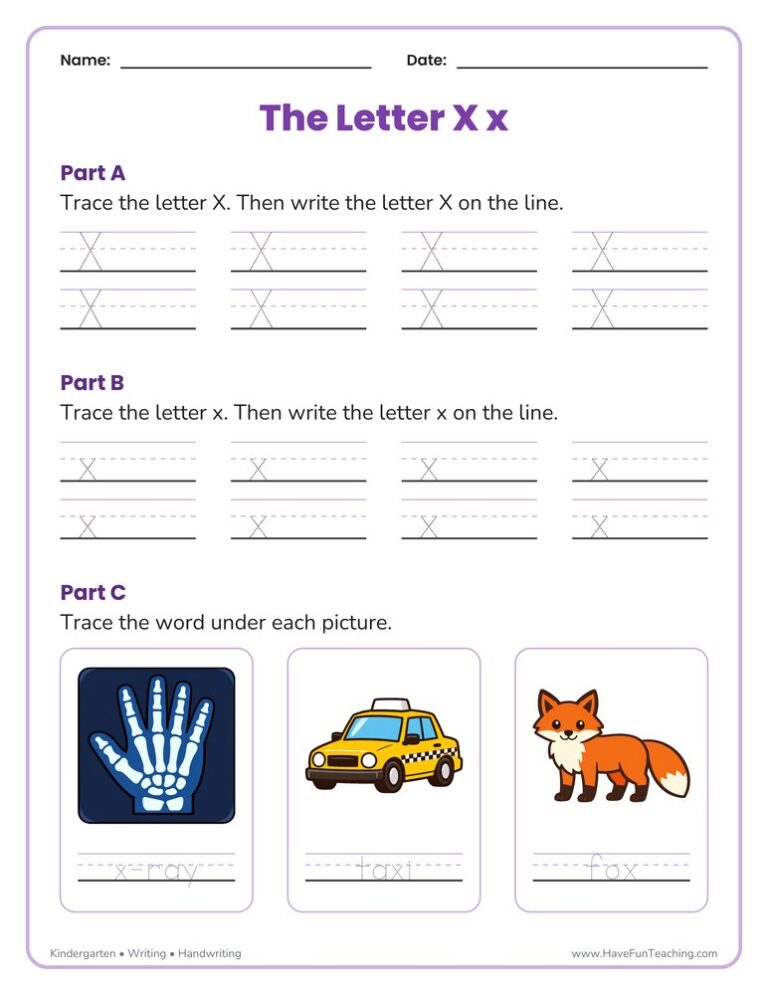 Letter X Tracing Worksheet