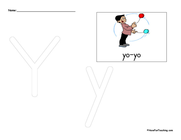 Letter Y Tracing Worksheet