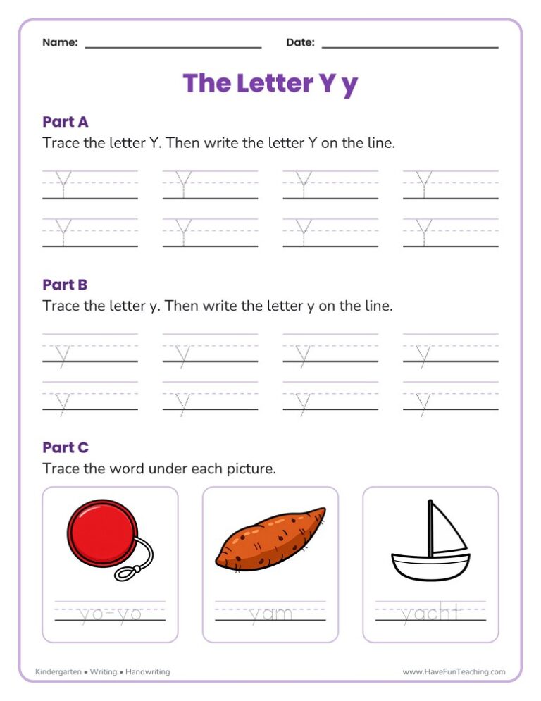Letter Y Tracing Worksheet