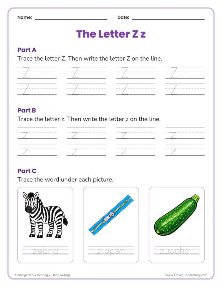 Letter Z Tracing Worksheet