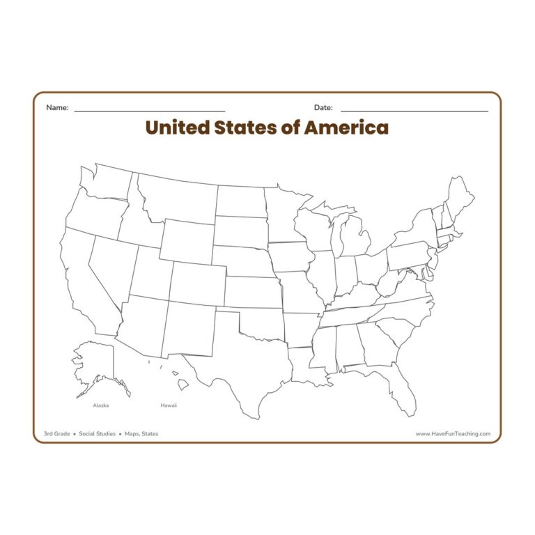 United States Blank Map Worksheet
