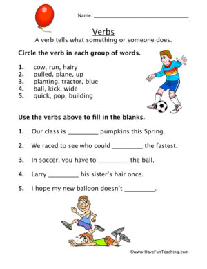 Verb Fill in the Blanks Worksheet