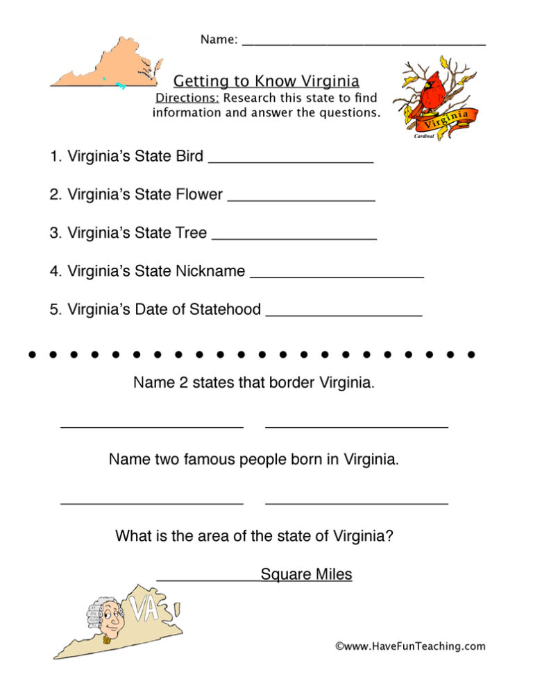 Virginia Worksheet
