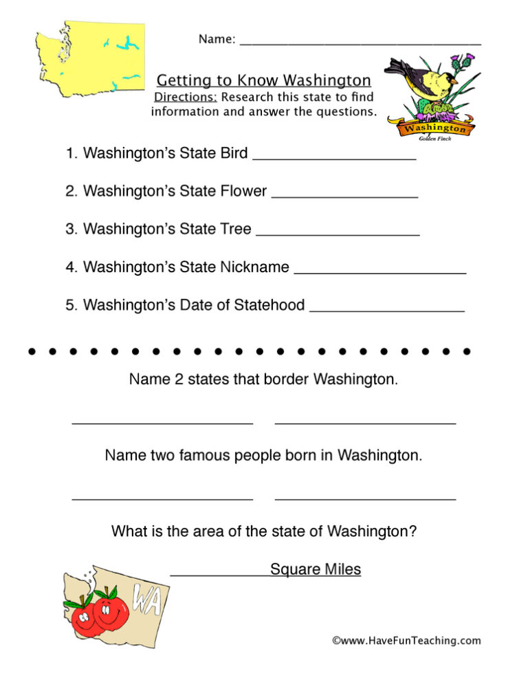 Washington Worksheet