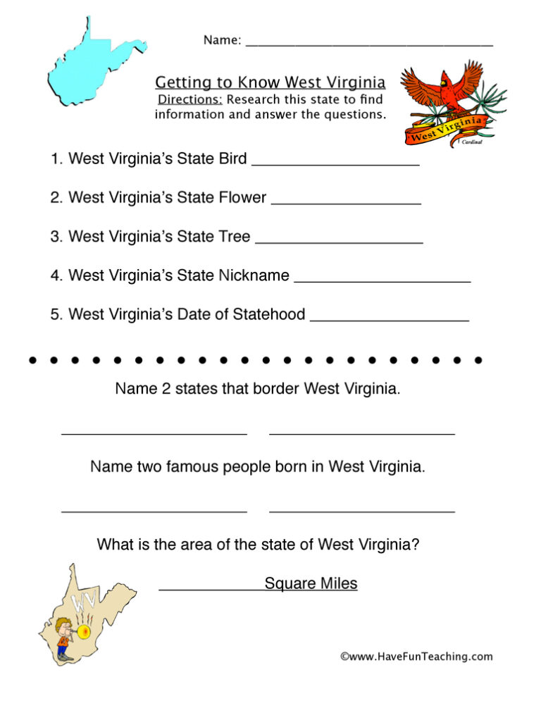 West Virginia Worksheet