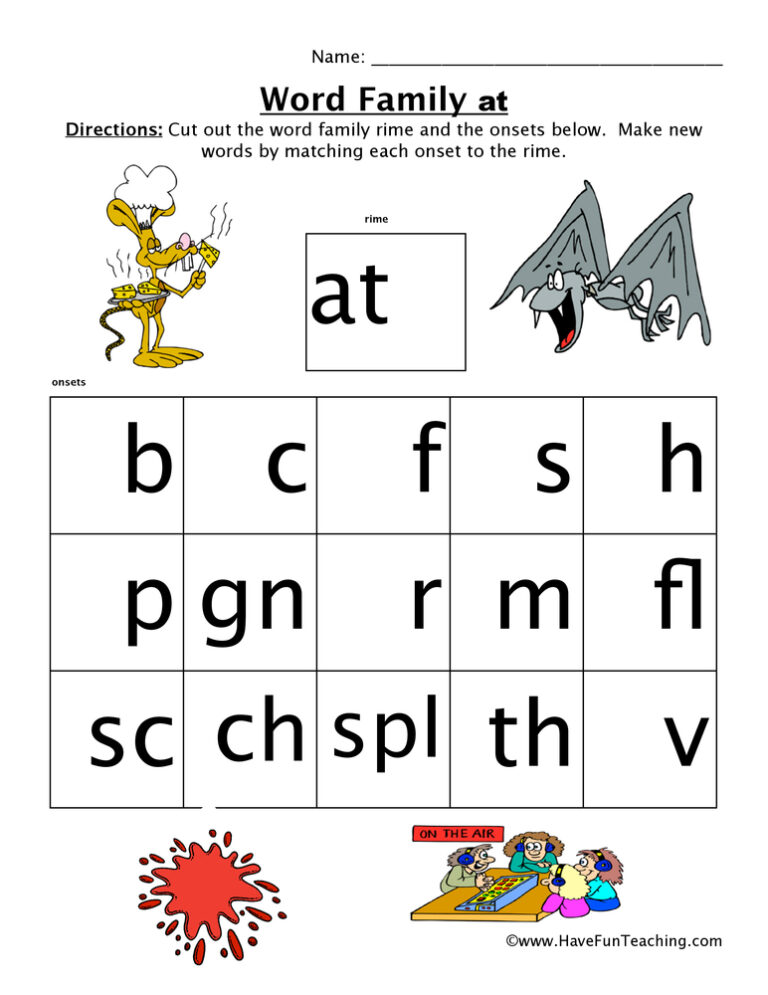 AT Word Family Worksheet