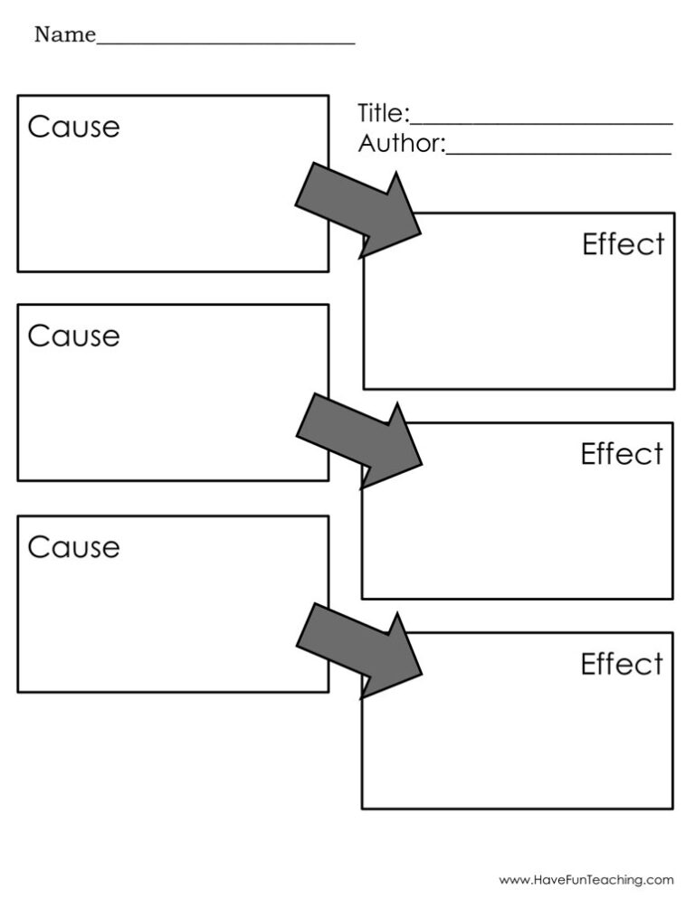 Cause and Effect Graphic Organizer Worksheet