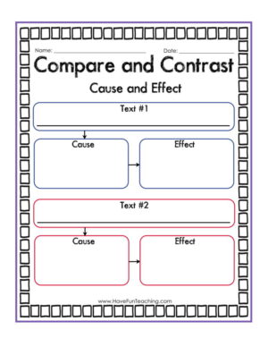 Compare and Contrast Cause and Effect Graphic Organizer Worksheet