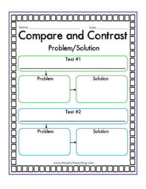 Compare and Contrast Problem and Solution Graphic Organizer Worksheet