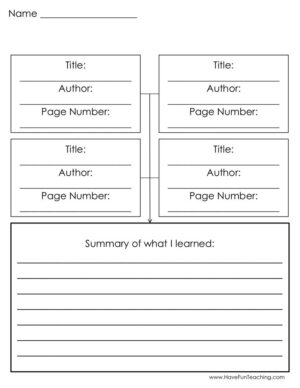 Comparing Four Texts Graphic Organizer Worksheet