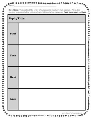 First Next Then Last Graphic Organizer Worksheet