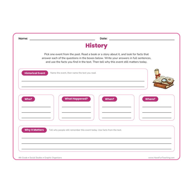 History Graphic Organizer Worksheet