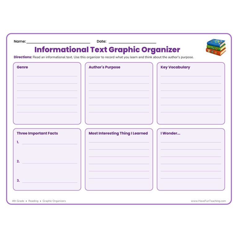 Informational Text Graphic Organizer Worksheet