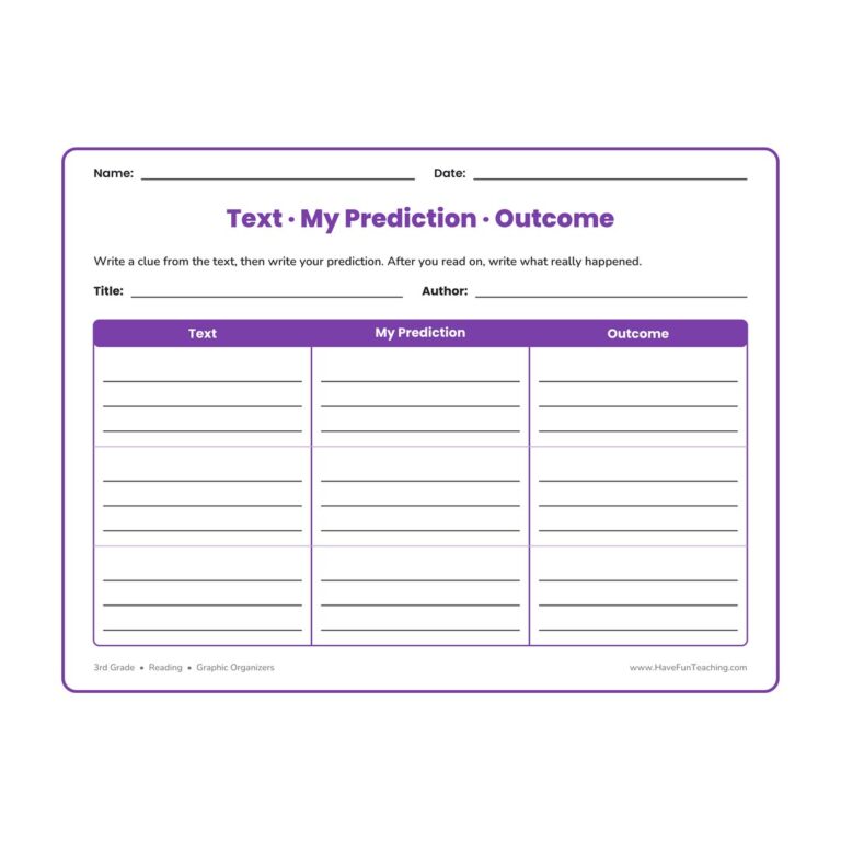Making Predictions Graphic Organizer Worksheet