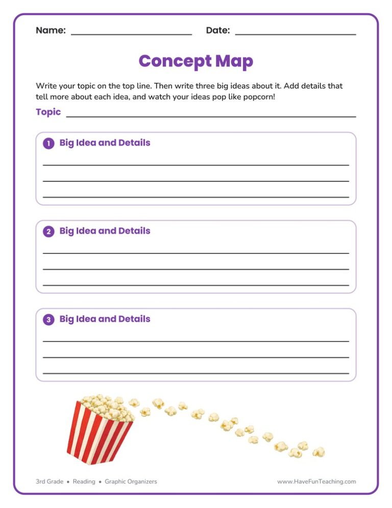 Popcorn Concept Map Graphic Organizer Worksheet