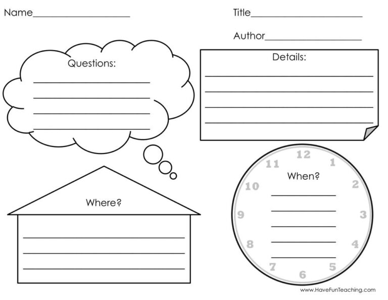 Questions Details and Setting Graphic Organizer Worksheet