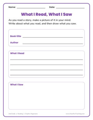 2nd grade what I read what I saw graphic organizer: write about a book and draw what you pictured