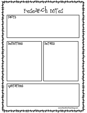 Research Notes Worksheet