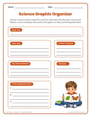 3rd Grade Science Graphic Organizer Worksheet for note taking and text features
