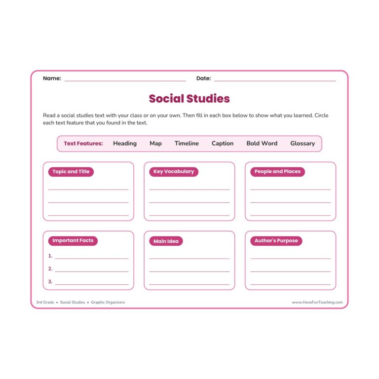 Social Studies Graphic Organizer Worksheet
