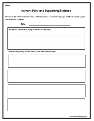 Author’s Point and Supporting Evidence Worksheet